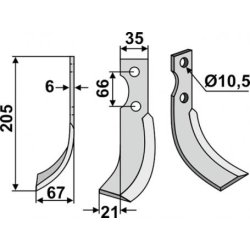FRSERKNIV V GRILLO. 205 x 6 x 35 mm